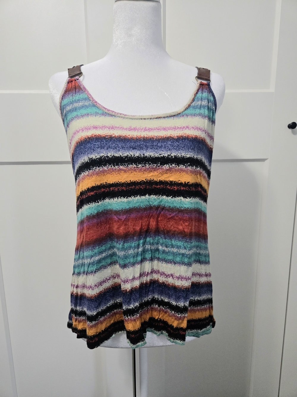 Dots Multicolor Striped Scoop Tank Top